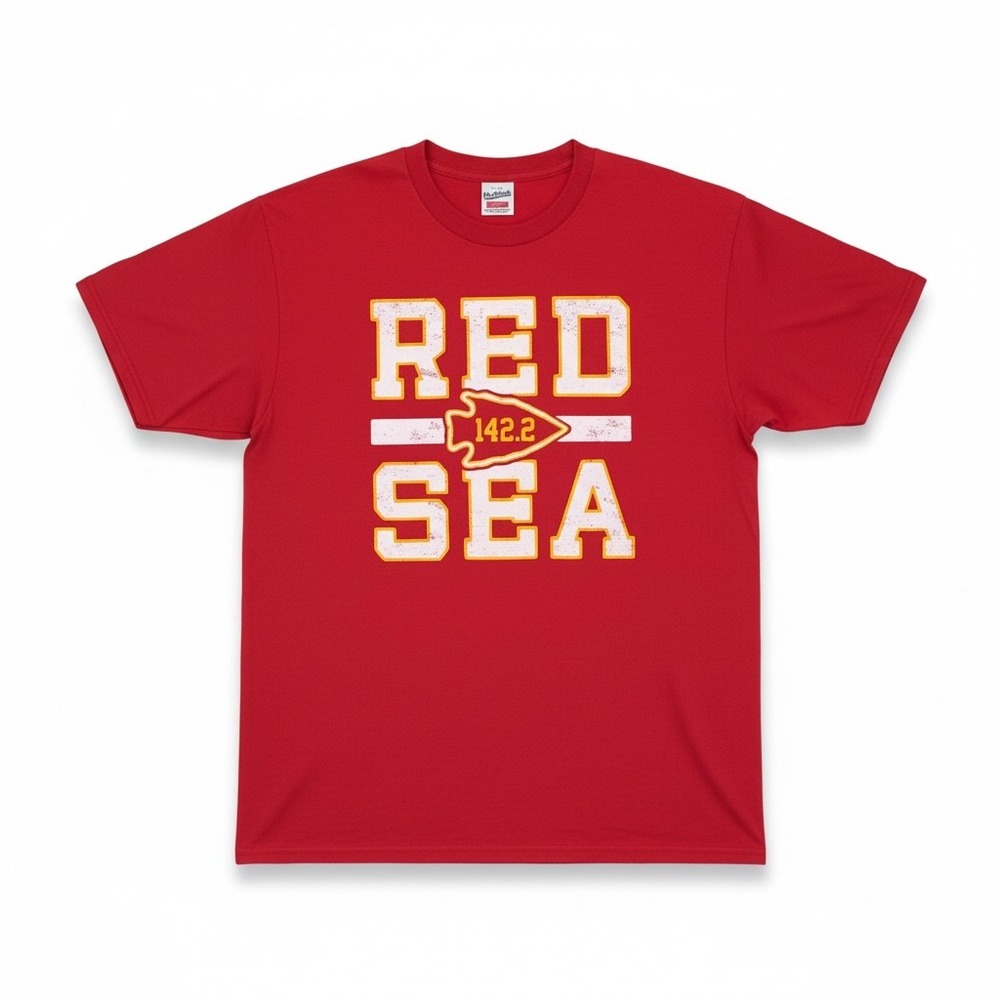 Charlie Hustle Red Sea T-Shirt Mens Large Red Excellent KC Chiefs 142.2 Graphic